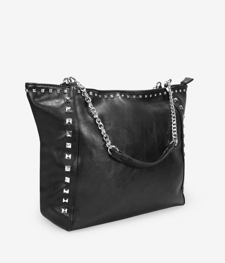 Black Laptop Shoulder Bag with Zipper