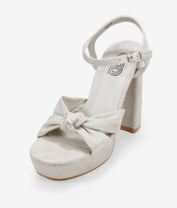 Stone heeled sandals with knot