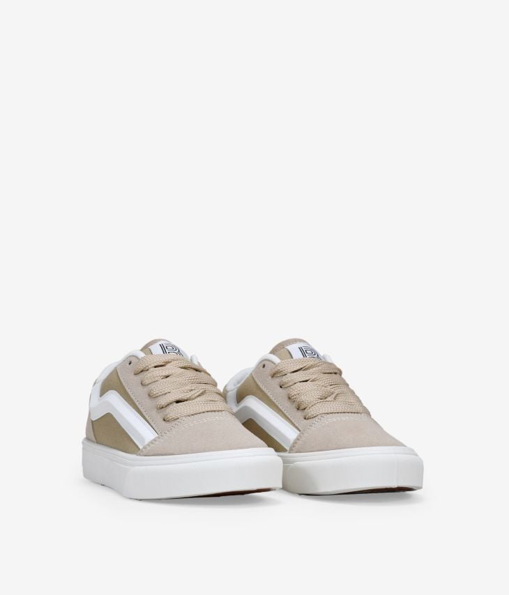 Zapatillas deportivas beige con cordones