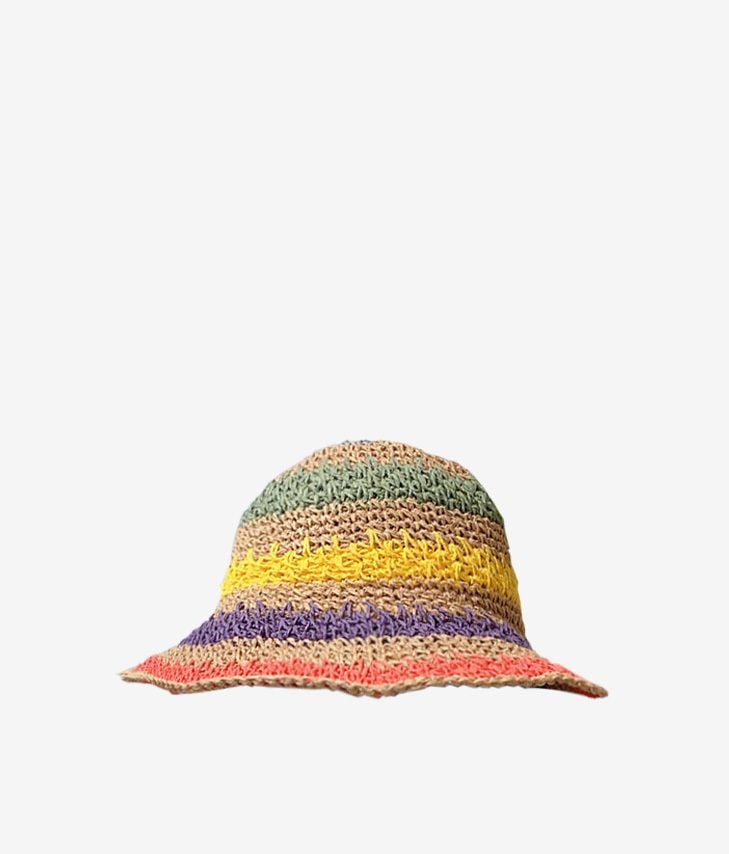 Cappello in rafia multicolore