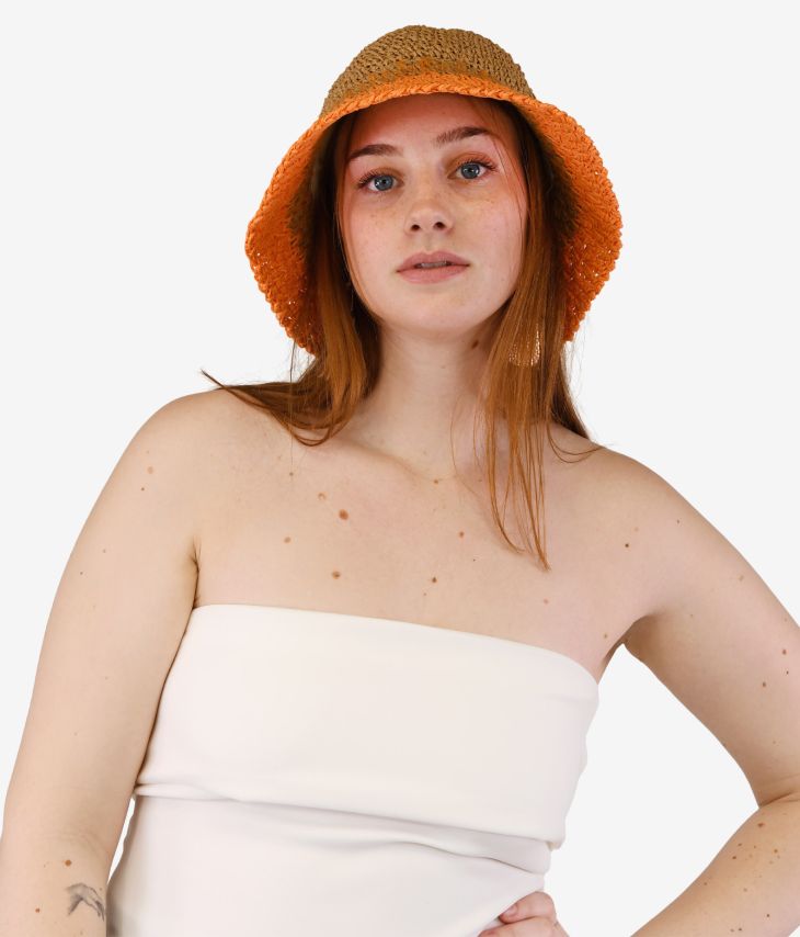 Cappello in morbida rafia arancione