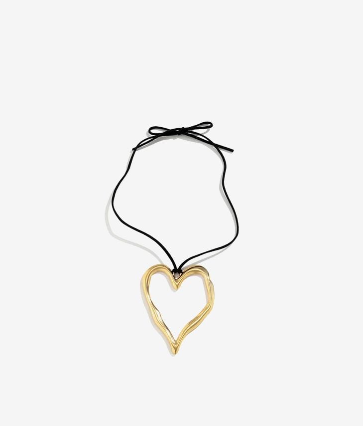 Necklace with large golden heart