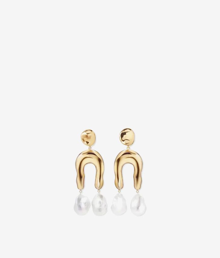 Boucles d'oreilles en métal doré avec perles