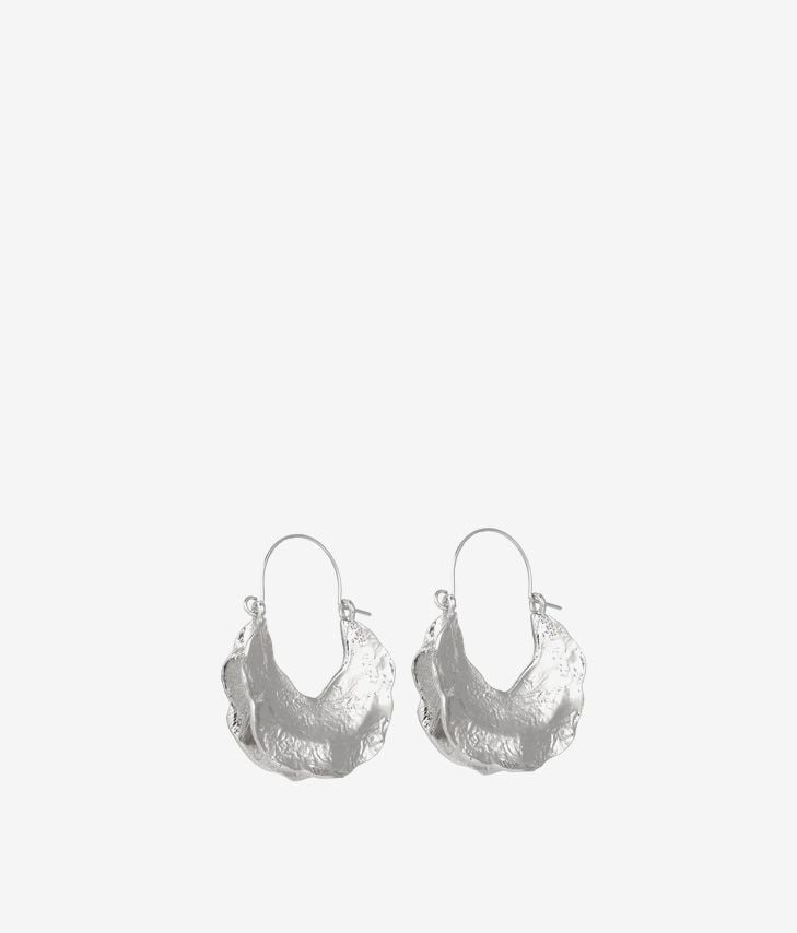 Boucles d'oreilles métallisées argentées texturées