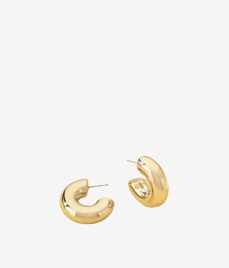 Gold metallic thick hoop earrings
