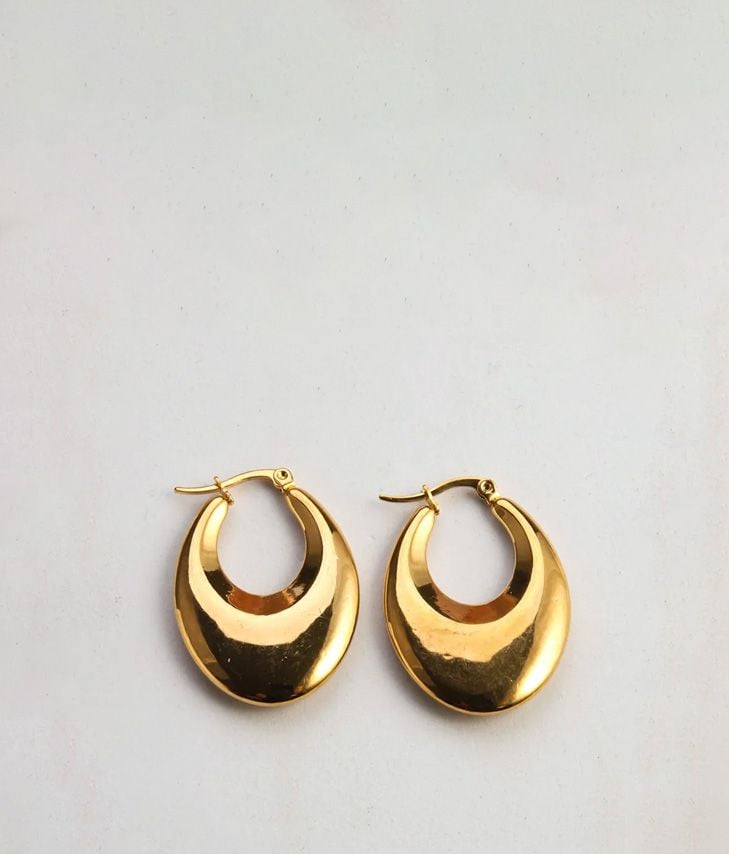 Half moon golden metal earrings