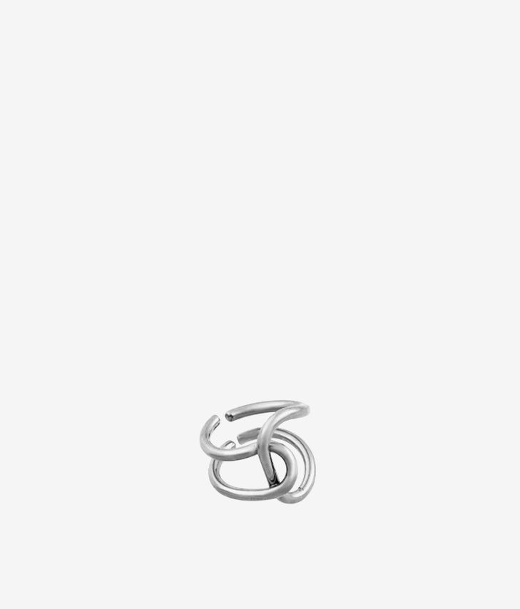 Silver metal ring with knot