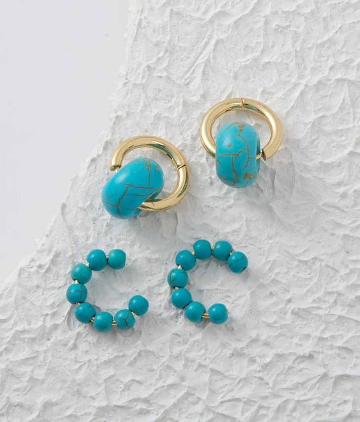 Turquoise earrings and earcuff pack