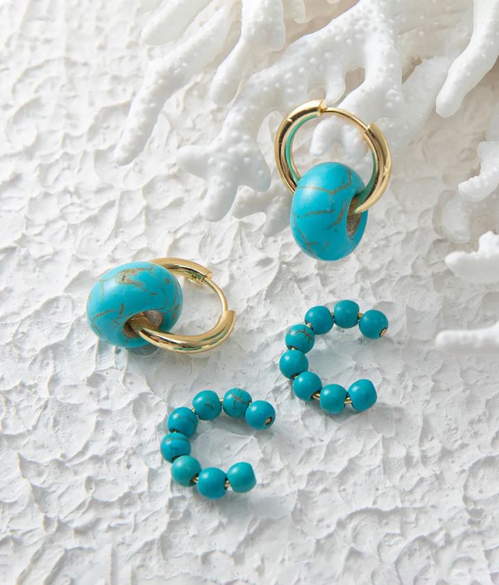 Turquoise earrings and earcuff pack