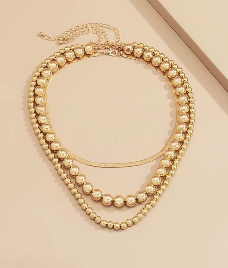 Pack of golden ball chain necklaces