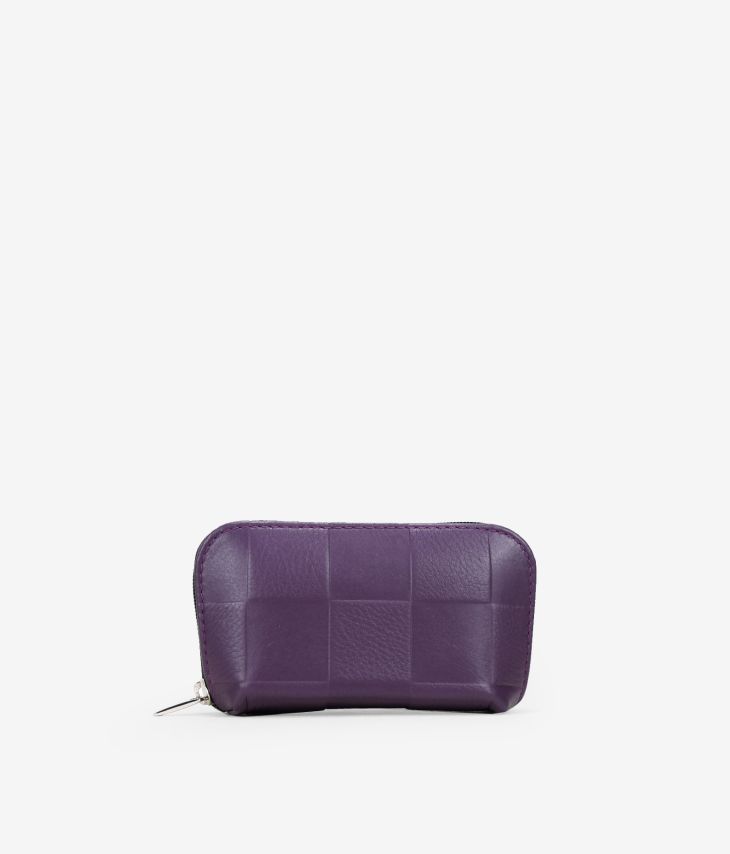 Bolsa de couro violeta com zíper