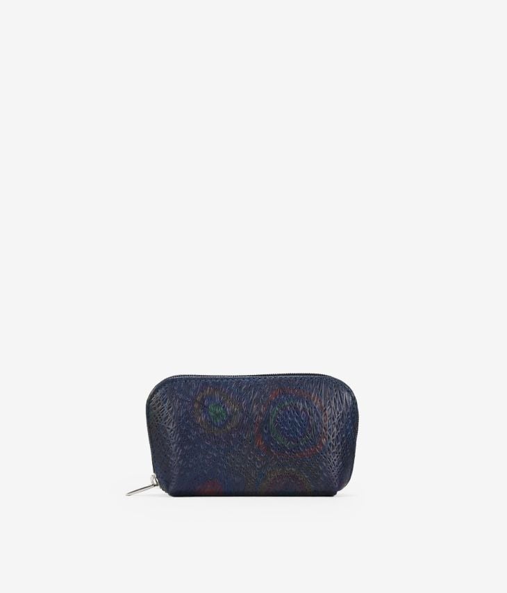 Bolsa de couro azul com zíper