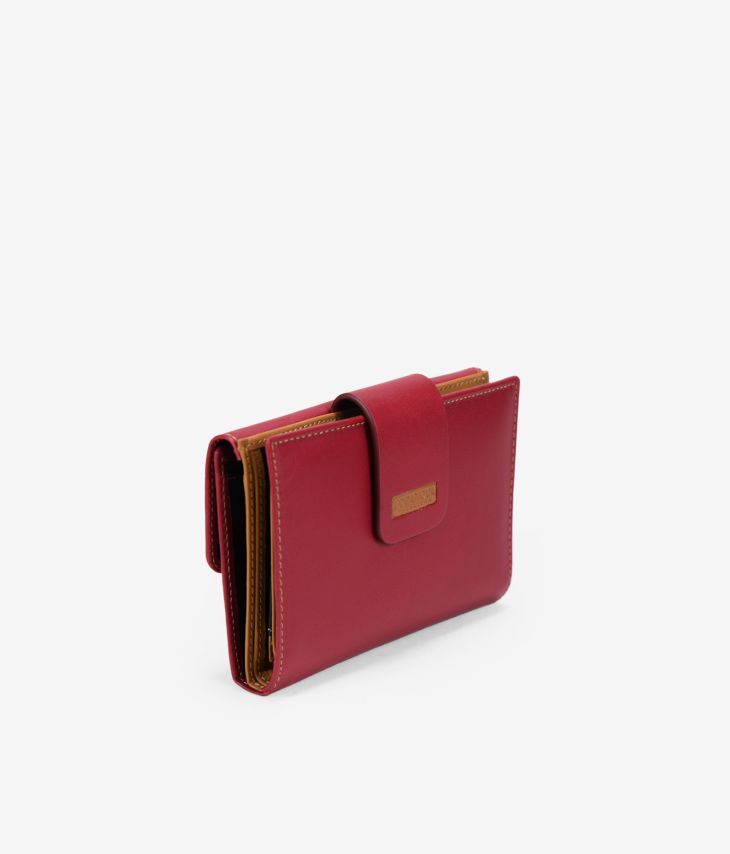 Mittelgroße Geldbörse aus rotem Leder mit Überschlag