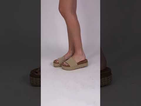 Sandalias de plataforma beige con suela de esparto bicolor