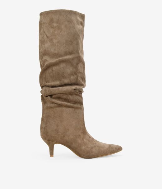 Botas altas taupe slouchy con tacón