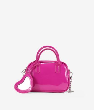 Mini bolsa de boliche rosa com espelho