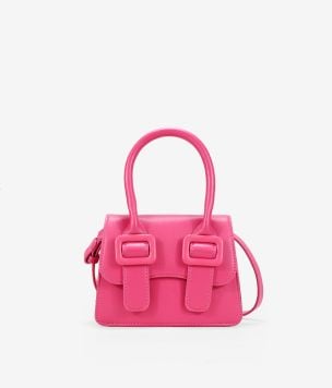 Pink shoulder bag with flap