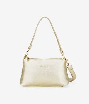 Gold shoulder bag with zipper
