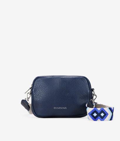 Bolso pequeño azul con asa bordada