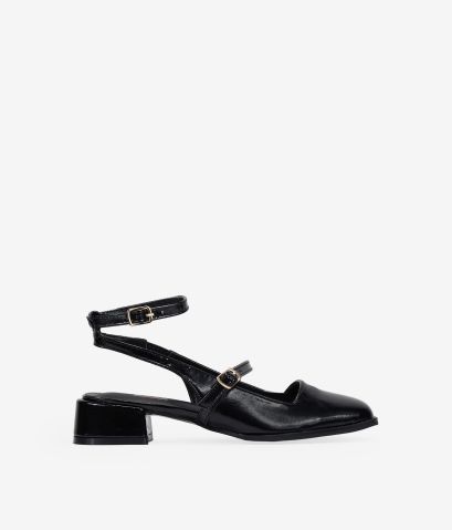 Zapatos Mary Jane destalonados negros con tacón